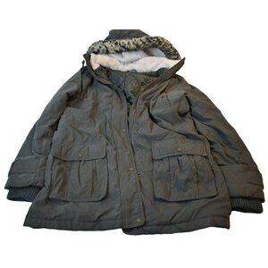 Ralph Lauren Women's Large Olive Green Parka Jacket Lined Hood Heavy